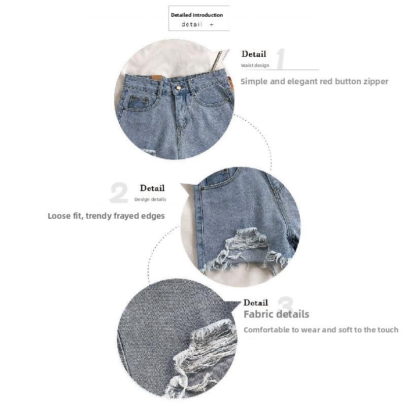 Women's Ripped Denim Shorts 2026 Summer New Style High-waisted Loose Slimming Korean Version Wide-leg Versatile Frayed Hot Pants Trendy