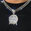 Hip Hop Necklace Exaggerated Frozen Expression Face Pendant With 12mm Cuban Chain Iced Out Jewelry For Man Woman