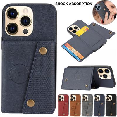 Funda tipo billetera de cuero PU con tapa y tarjetero magnético para iPhone 15, 14 Plus, 13, 12, 11 Pro Max, XSMax, Samsung S24, S23, S22, S21, Ultra Plus, S23FE, A05, A14, A54
