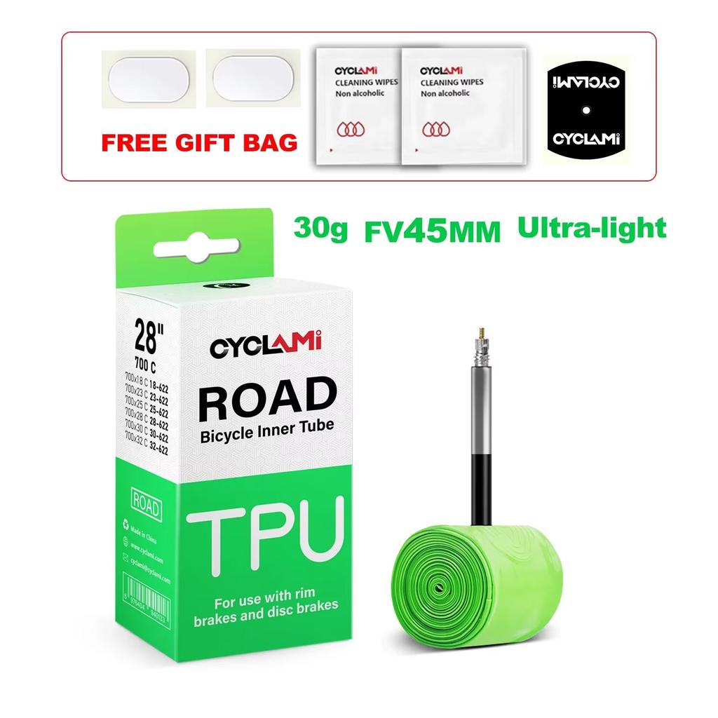 CYCLAMI Ultralight 30g Bike Inner Tube TPU Material 700C 18 32 Road Bicycle Tire 45mm 65mm 85mm Length French Valve