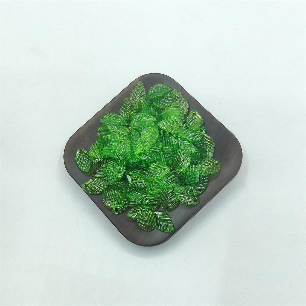 Creative Pendant Beads Fashion Acrylic DIY Handmade Accessories 100Pcs Leaf Earring Ornament Materials Jewelry Making Green