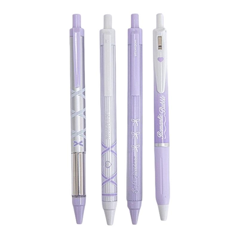 

4Pcs Retractable Gel Pen 0.5mm Tip Ribbon Gel Pen Quick Drying Journaling Pen Smooth Writing Experience for Writing фіолетовий