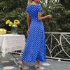 Women's Dresses Casual Elegant Waisted Polka Dot Split V-Neck Short Sleeve Dresses