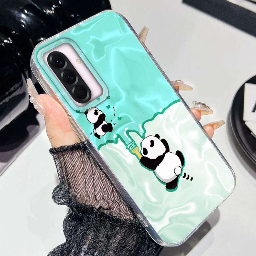 Cute Panda Cartoon Gradient Phone Case For Samsung Galaxy A56 A07 A17 A55 A36 A26 A16 A53 A06 A14 A24 A34 A54 A15 A12 Hard Cover