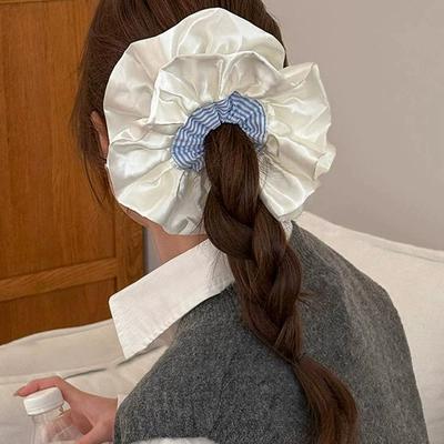 Oversized Satin French Hair Scrunchie For Women Elastic Ponytail Holder Headbands Hair Bands Elastic Hair Accessories