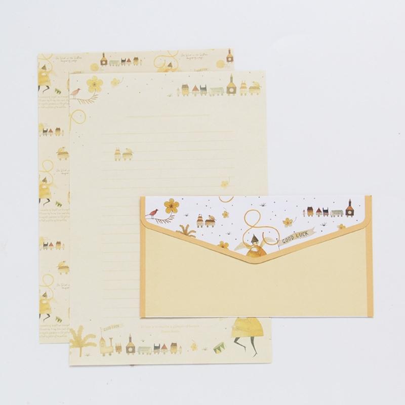 Vintage Blommigt Papper Brevpapper Set, 20 Delar Set (10 linjerade ark, 10 matchande kuvert), Brevstorlek 5,55x8,19 tum