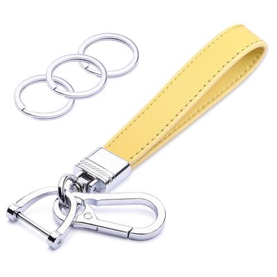 Genuine Leather Car Smart Key Yellow [Wisdompro] Keychain, Anti-Loss, Compatible, Stylish, Unisex,