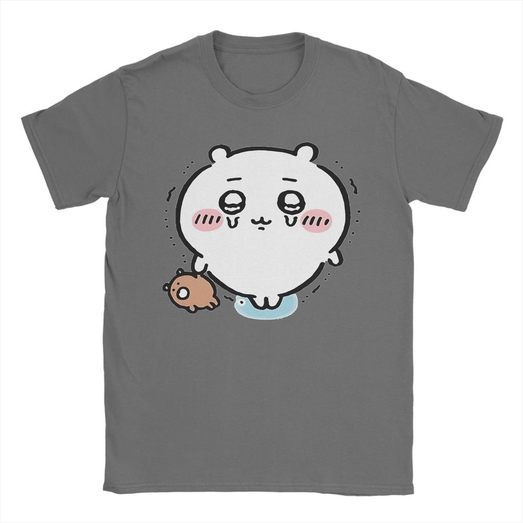 Men's Chiikawas Crying Cute Bear T Shirts  Pure Cotton Clothing Novelty Short Sleeve Crew Neck Tees Plus Size T-Shirts