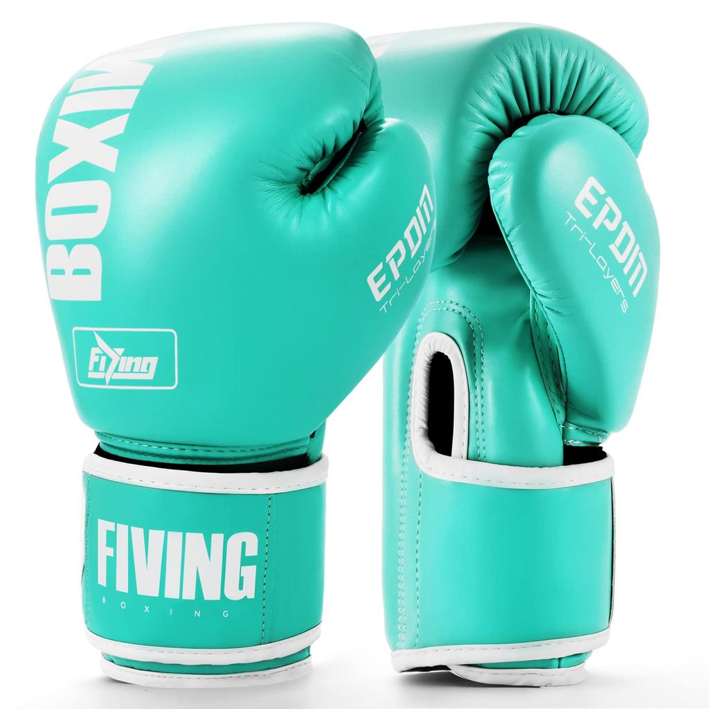 FIVING Boxing Gloves, Kickboxing Training Gloves for Adults and Men (10 Oz, Green)