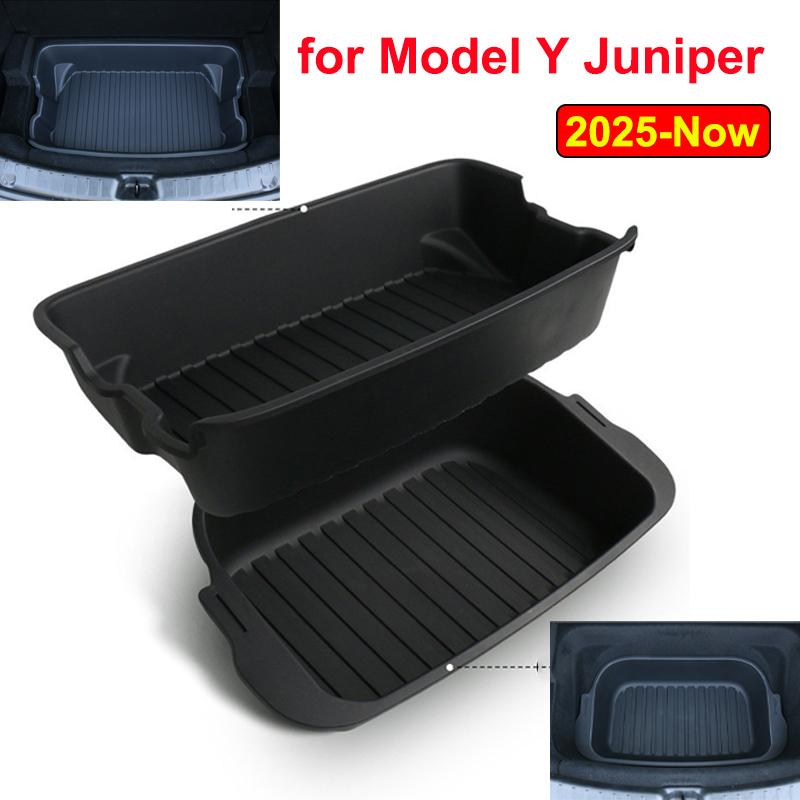 For Tesla MY Juniper Launch 2025 2026 Organizer Box Rear Trunk Double-deck Storage Box Front Cargo Dustproof Luggage Storage