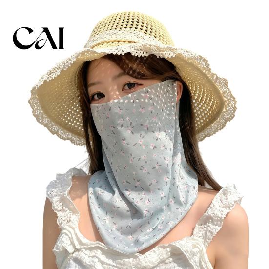 Sunscreen Mask for Driving Women Face Neck Sun Protection Mask, Cotton Dot Print UV Cover, Foldable Gaiter Scarf Cycling Camping Outdoor Travel