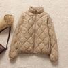 Autumn and winter women's light down jacket stand-up collar slim and thin short white duck down jacket