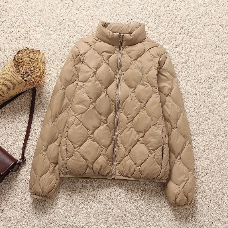 Autumn and winter women's light down jacket stand-up collar slim and thin short white duck down jacket