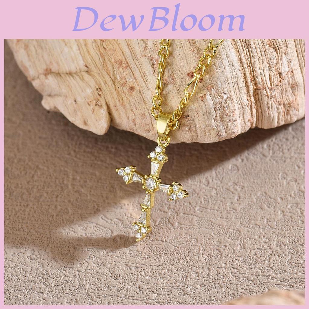 Geometric Cross Pendant Necklace For Women With Gold Plated Copper Chain Perfect For Daily Wear