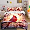 Winter Scenery with Cardinal Trio Kid's and Adults' Bedroom Decor, Exquisite Three-piece Bedding Set Gift