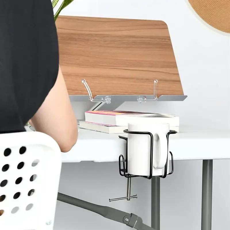 Domowy Klips na Stół Uchwyt na Kubek Montaż Pionowy Poziomy Antyrozlewowy Biurowy Stojak na Kubki na Biurko Metalowy Zacisk Taca do Przechowywania Butelki na Wodę