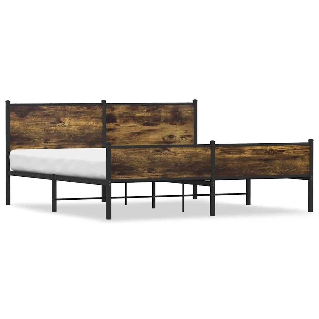 Vidaxl Metalowa Rama Łóżka, Bez Materaca, Przydymiony Dąb, 180X200 Cm