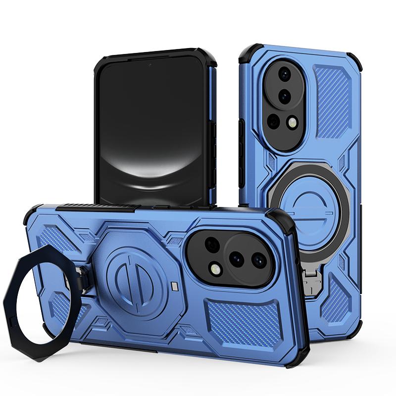 KEYSION Shockproof Magnetic Case for Huawei Nova 13 Silicone+PC Upright Live Metal Ring Stand Phone Back Cover for HUAWEI Nova13