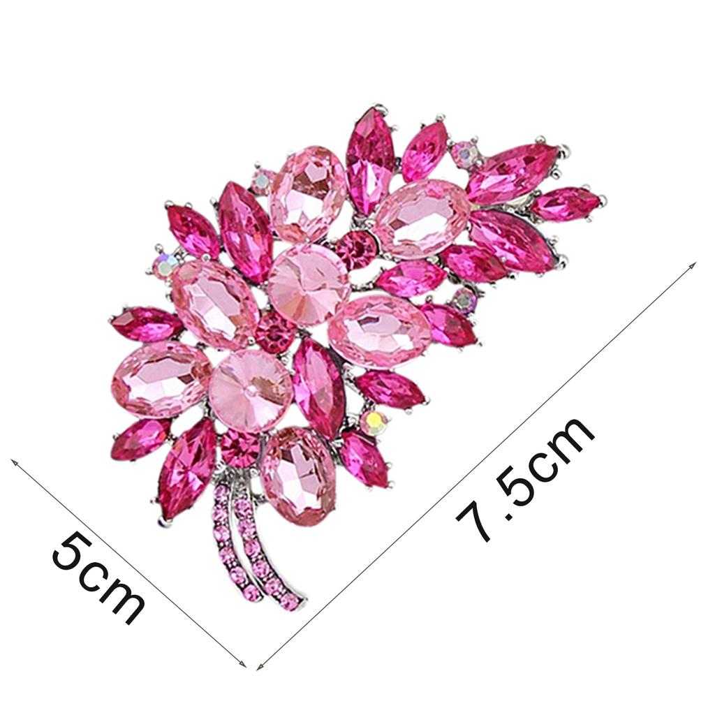 Vintage Feather Flower Rhinestone Brooch Broach Pin Banquet Badge Breastpin