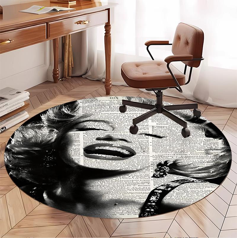 Marilyn Monroe Patroon Rond Tapijt, Binnen/Buiten Mat, voor Picknick, Speelkamer, Slaapkamer, Kantoor, Woonkamer, Huisdecoratie Tapijt, Verjaardagscadeau