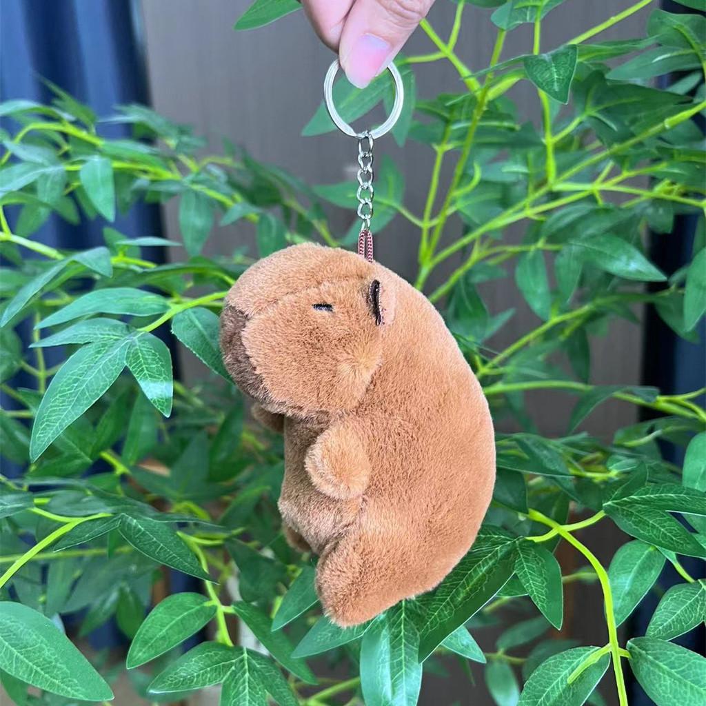 Capybara 11cm Fashionable Plush Keychain With Adorable Strawberry Hat Great Personalization For