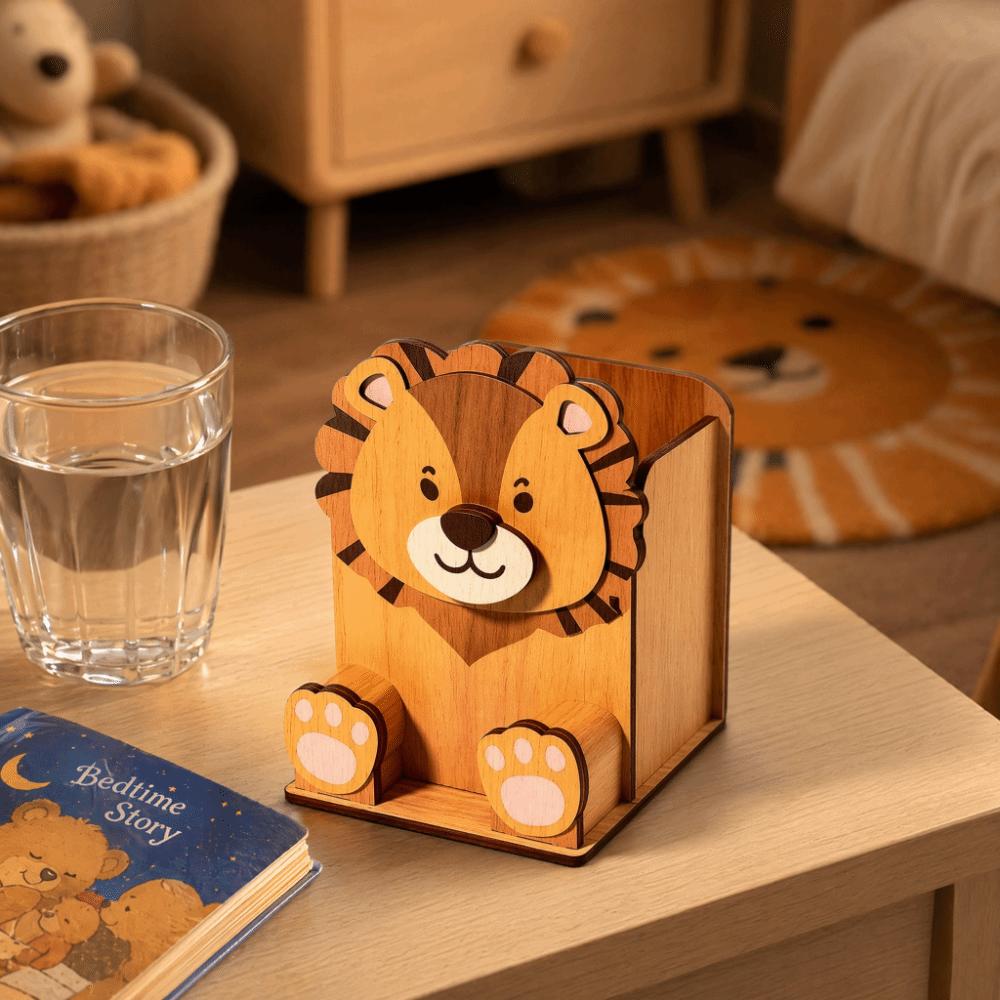 Wooden Material Spectacle Stand Hand Carved Pen Holder Rack Wooden Phone Display Stand Home Use
