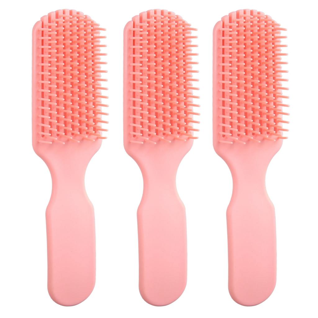3 Stück Entwirrbürste Professionell Tragbar Kopfhautmassage 9 Reihen Bürste Stylingwerkzeug für Frauen Rosa