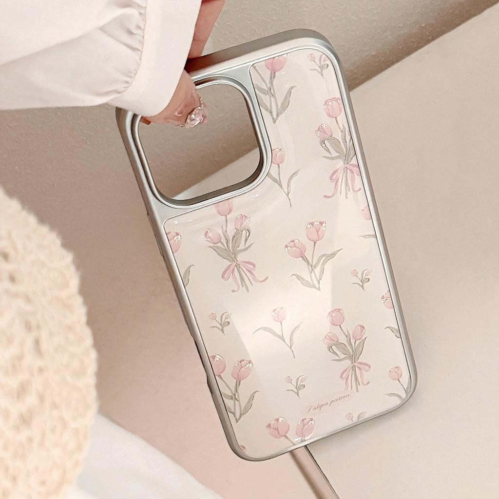 Gilded Resin Apple16promax Phone case iphone17Pink Tulip15Electroplating14Applicable to Huawei p70