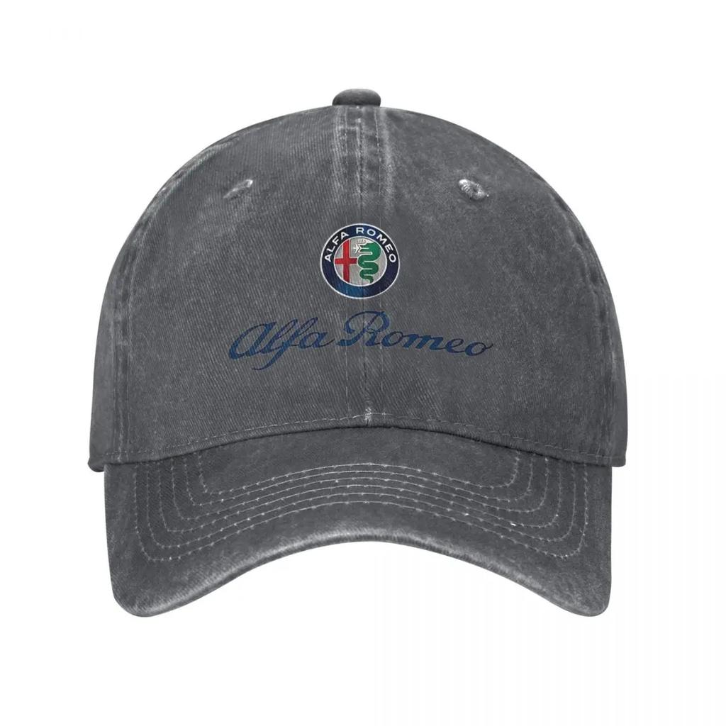 A-Alfas Cars Romeo Emblem Baseballkappe Klassisch verwaschene Jeansmütze Unisex Stil Outdoor Sommermützen Kappe
