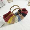 Summer Weaving Women Bags Beach Seaside Multicolor Straw Handbag Lady Travel Handwoven Totes Wrist Handbags KTY
