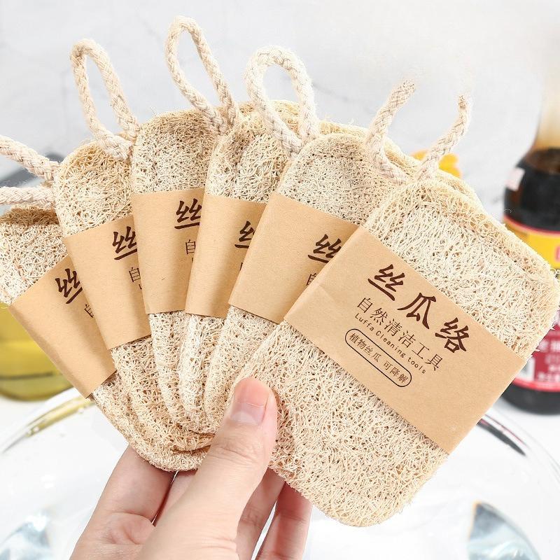 6pcs Natural Loofah Exfoliating Sponges - Gentle Body Scrubber for Shower & Bath, Bamboo Fiber Cleaning Pads