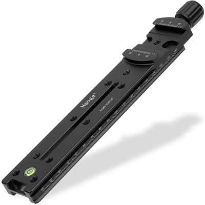 Haoge 200mm Nodal Slide Double Dovetail Focus Rail Plate with Metal Quick Release Clamp for Camera Panoramic Macro Photography with Arca Swiss RRS