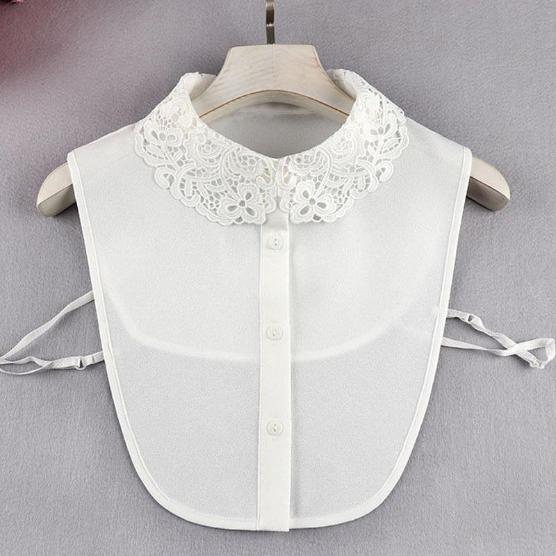 Białe Sztuczne Kołnierzyki Dla Kobiet Krata Klapa Odpinany Kołnierzyk Koszula Koronka Stójka Fałszywy Kołnierzyk Kobieta Zdejmowany Krawat Nep Kraagie