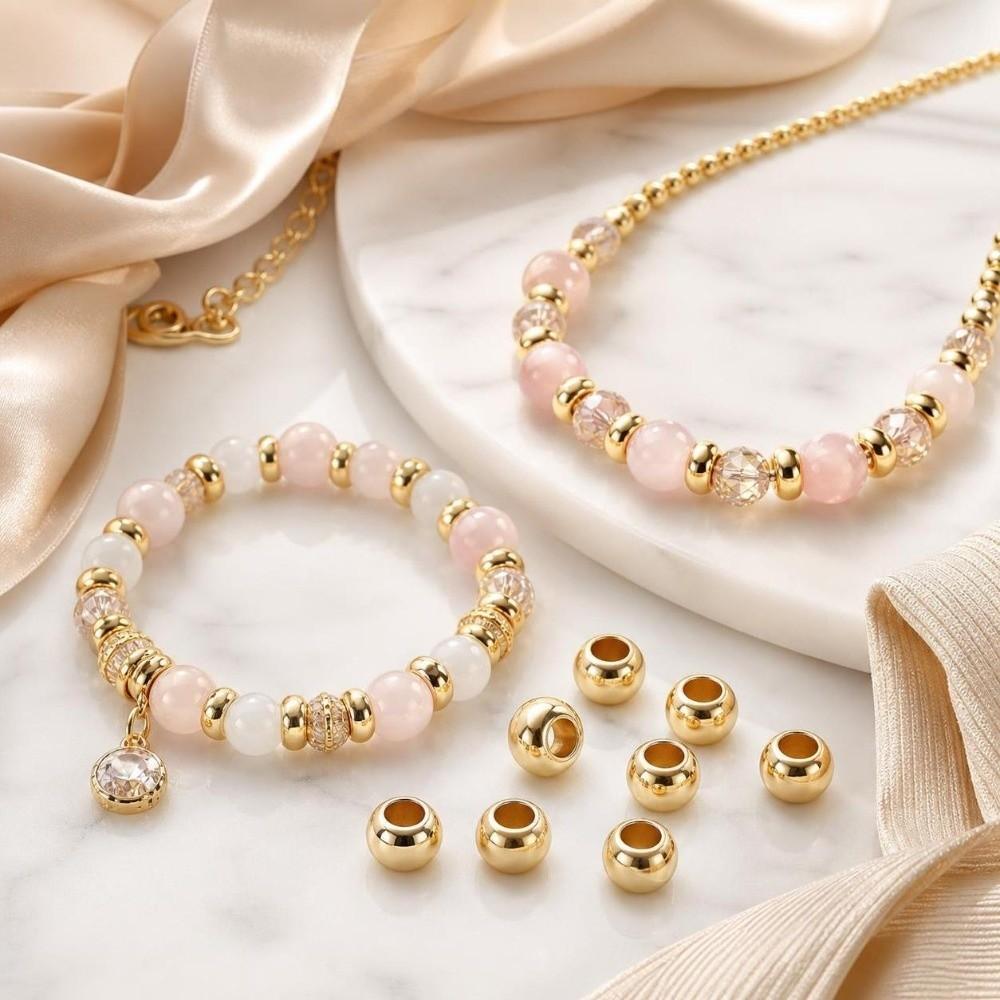 200pcs 12mm Round Beads Large Hole Resin Beads Durable Metal Spacer Beads For DIY Jewelry