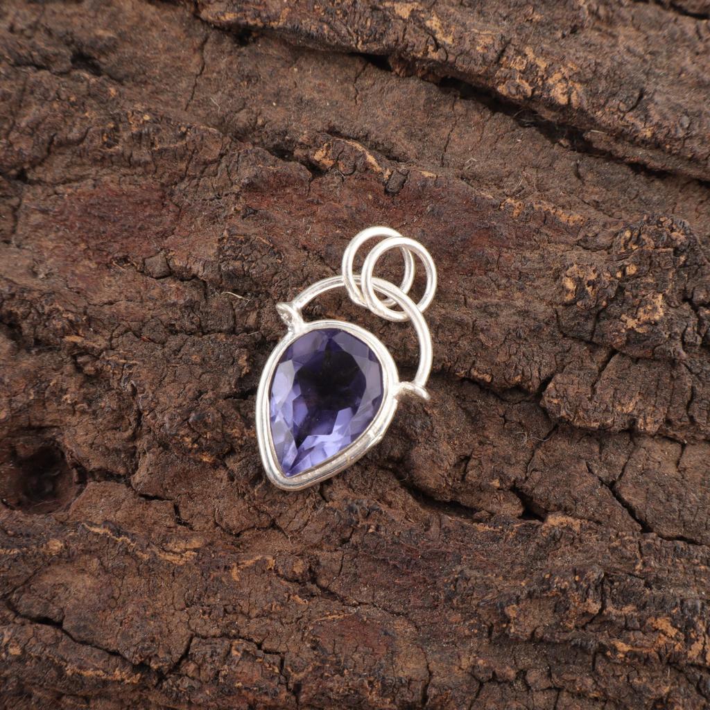 Iolite Gemstone Sterling Silver Daughter Gift Trendy Engagement Pendant Jewelry PP-56-14