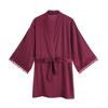 Womens Satin Lingerie Set Deep V Neck Long Sleeve Robe Lace Slip Dress Homewear Sleep Lounge