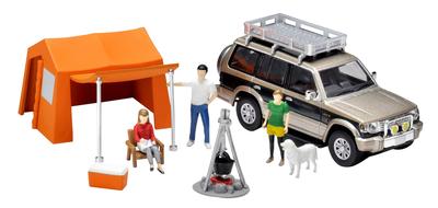 TOMYTEC DioColle 64 01b Camping Mitsubishi Pajero Wide Super Accessories Complete Diecast Car Set 1/64 #CarSnap (Includes TLV-NEO Mid-Roof Exceed) &