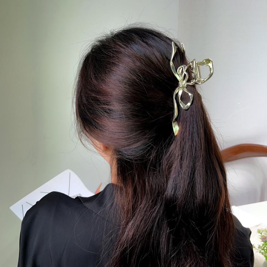 New Women Elegant Geometric Bow Hair Claws Vintage Simple Hair Clip Grab Large Metal Hairpins Barrettes Fashion Hair Accessories
