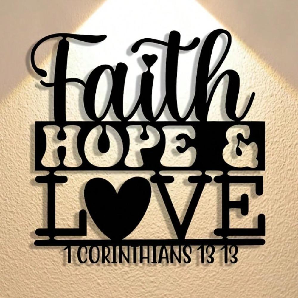 Metal Wall Art Bible Verse 13.13 Love Scripture Sign Vintage Home Decor Office Living Room Bedroom Gift