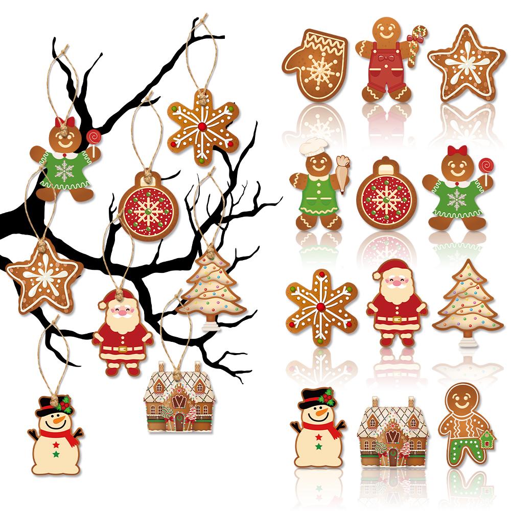 Vintage Christmas Hanging Ornament for Tree Santa Claus elk car Xmas Tree gift tag paper Cutouts Noel Navidad New Year Gift