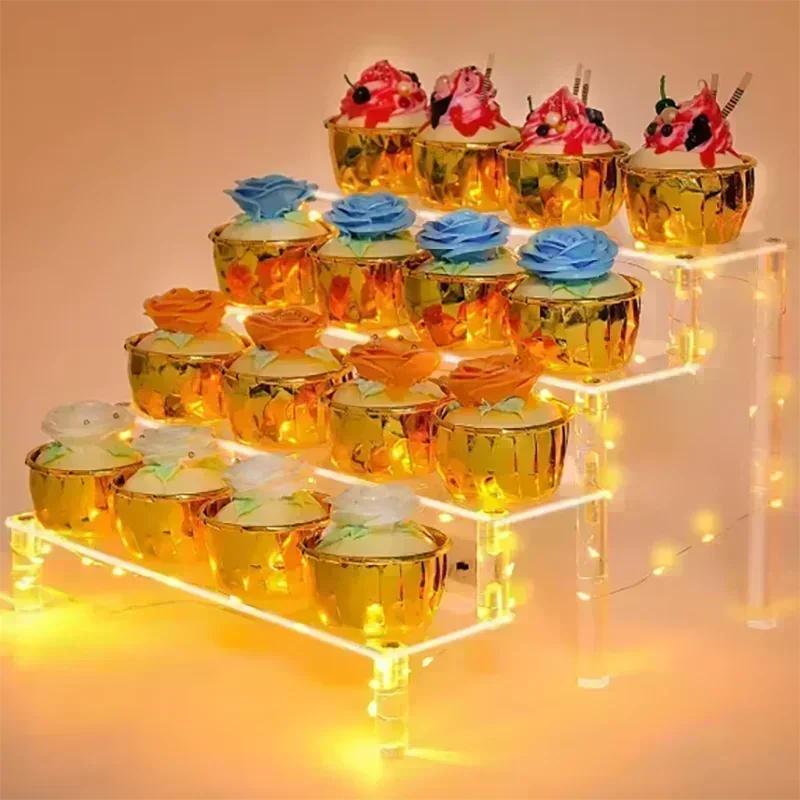 1-4 Tier Acrylic Display Stand Clear Display Riser Rack for Cupcake Perfume Doll Décor Organizer Amiibo Funko POP Figures DC05