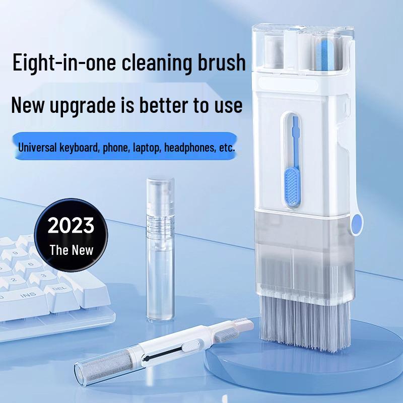 8-in-1 Multi-Functional Keyboard Cleaning Set with Bluetooth Earphone, Screen Cleaner, Dust Remover & Keycap Puller
