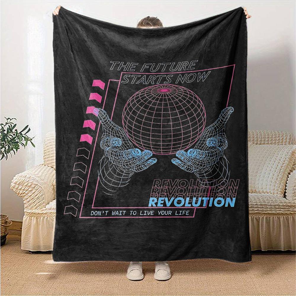 1pc FUTURE REVOLUTION Soft Flannel All Season Throw for Home, Office, Outdoor UseDurable Comfort Soft Warm Throw for Home