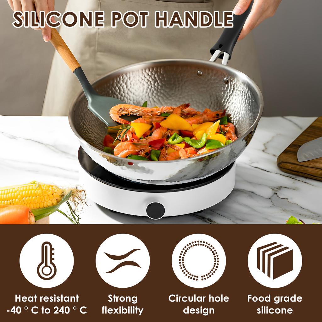 8Pcs Silicone Hot Handle Holder Heat Resistant Pot Handle Covers Flexible Pot Handle Sleeve Dishwasher Safe Silicone Pan Handle