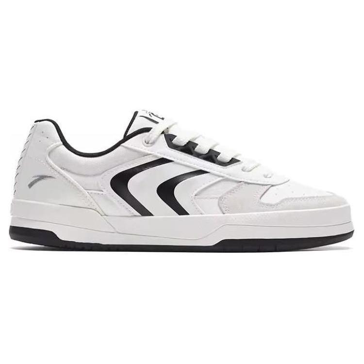 Anta Slip Resistant Abrasion Resistant Low Top Skateboard Shoes Men's Black White 112338090-2