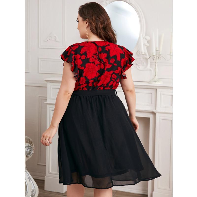 Summer Women's Dress V-Neck Large Size Fashion Printed Loose Dresses