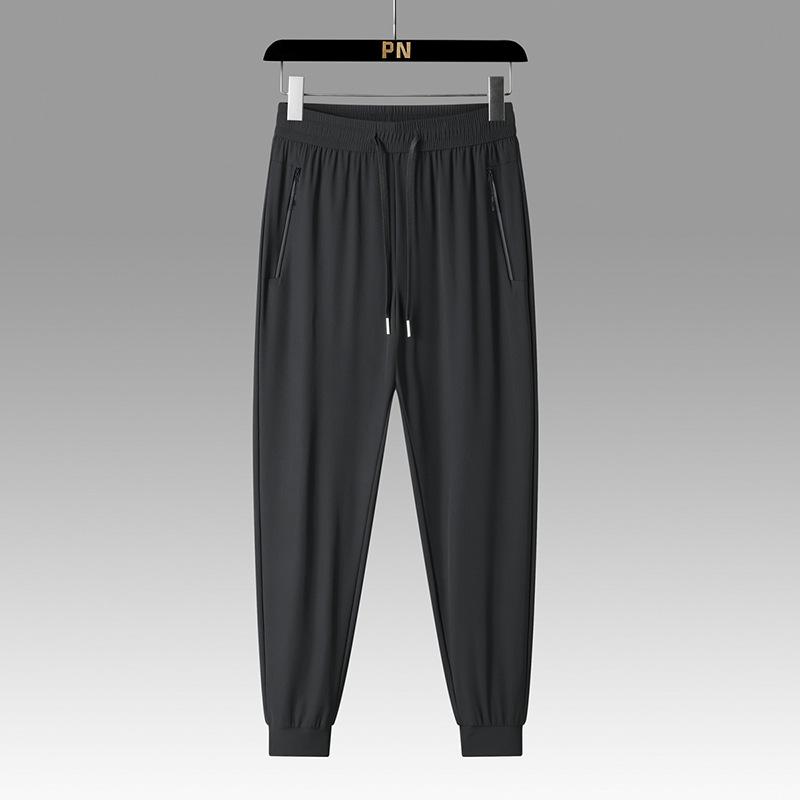 Summer Ice Silk Men's Breathable Casual Pants Men's Thin, Quick Drying, High Elasticity Straight Leg Pants Plus Large Sports Pants