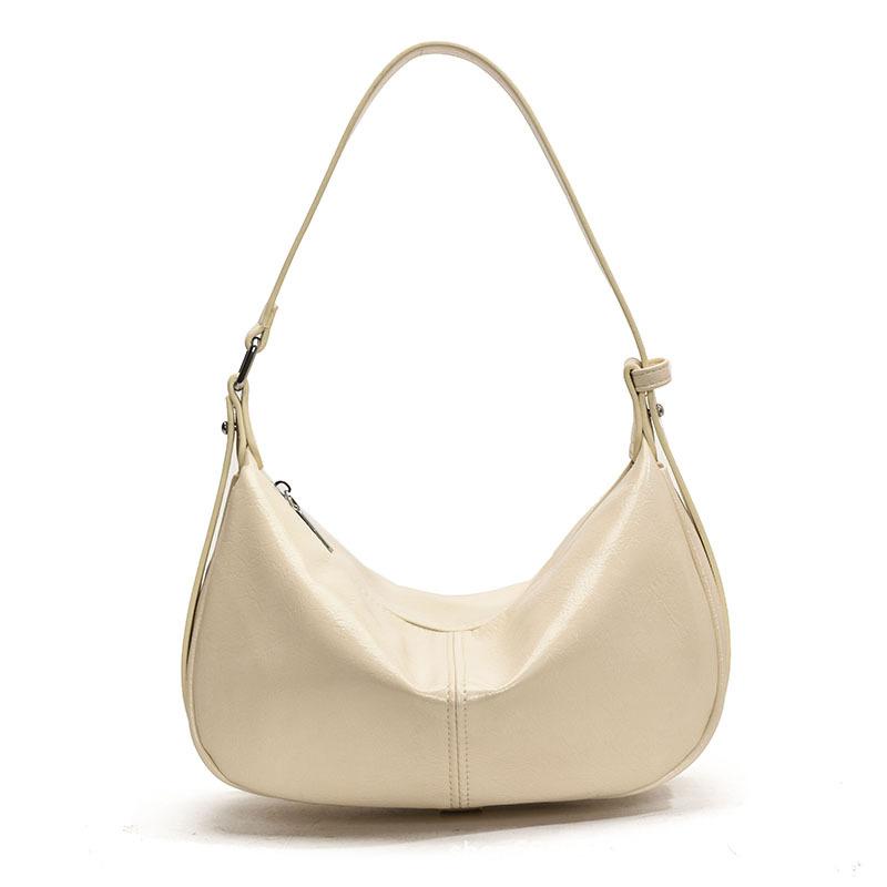New Simple Bag Female Moon Underarm Oily Skin Trendy Super Soft Shoulder Dumpling Bag Premium Texture Messenger Bag