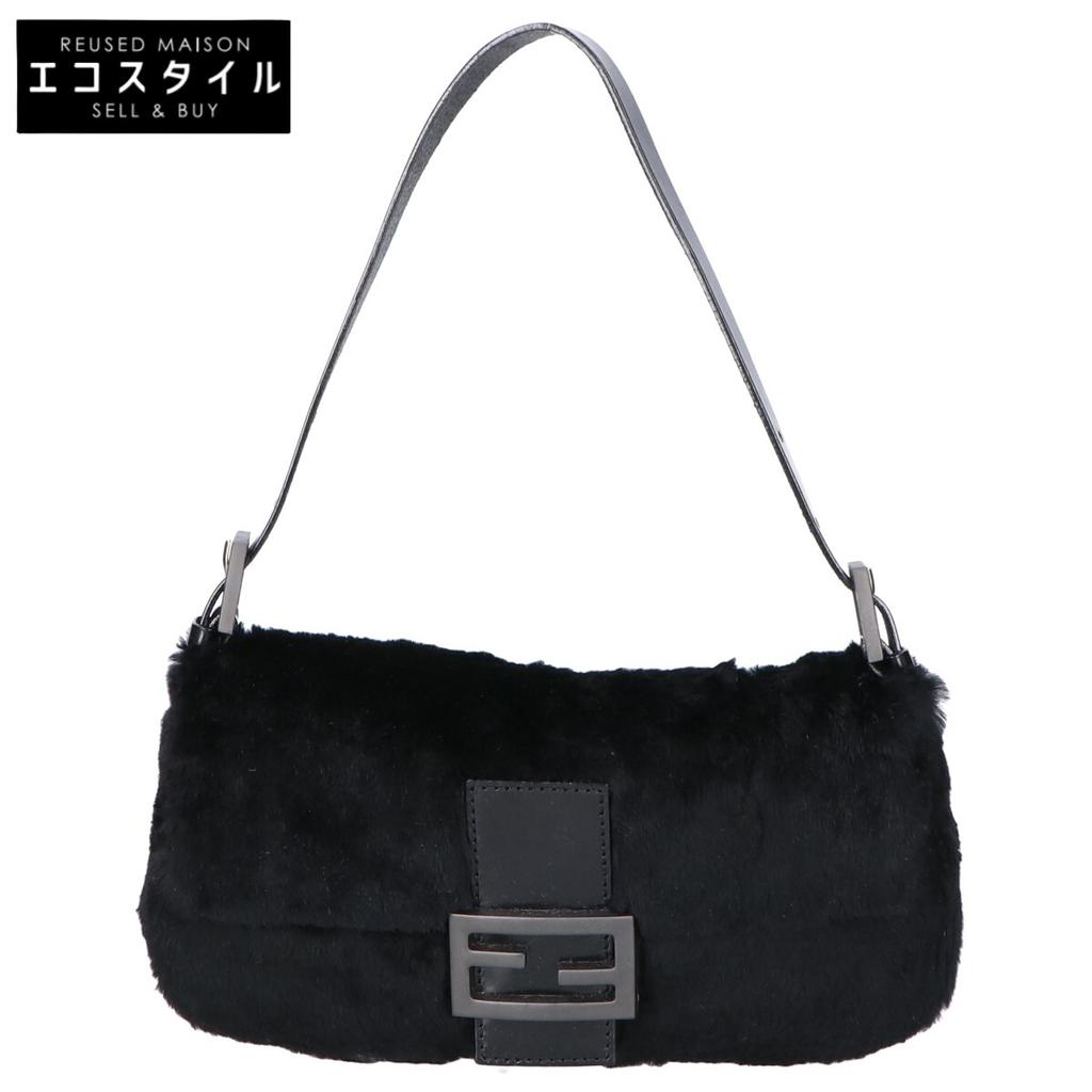 FENDI [Excellent Condition] 2321-26424-099 Fur and Leather Mamma Bucket One Shoulder bag blackUsed