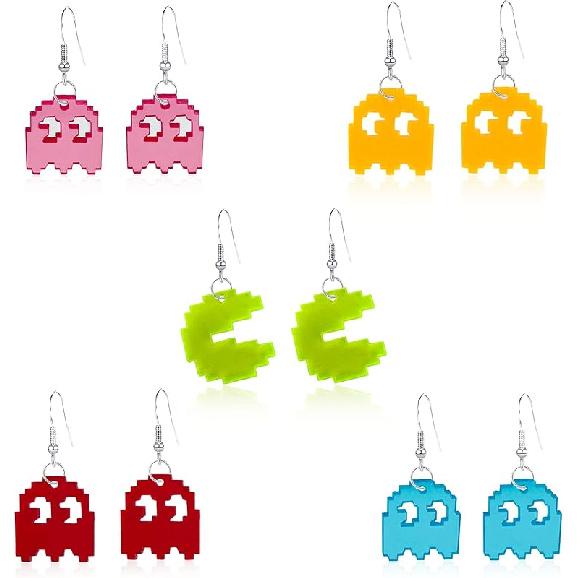 Anmpab 5 пар Набор картонных серег-привидений Акриловые панк-мармеладные серьги-подвески с демонами Безумные смешные эстетичные милые странные игровые серьги-капли для женщин Хэллоуин 5 Pairs